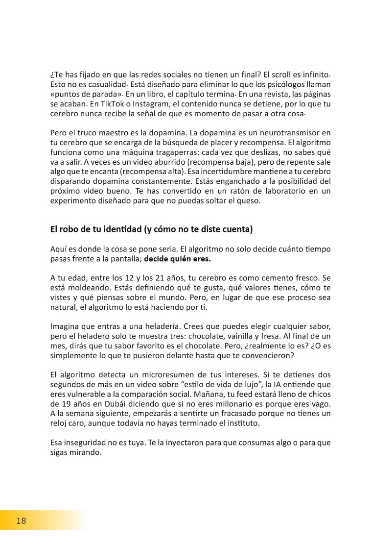 Página 18: la ingeniería de tu adicción y el robo de tu identidad.
